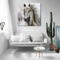 White Horse Aluminum Base Animal Oil Painting